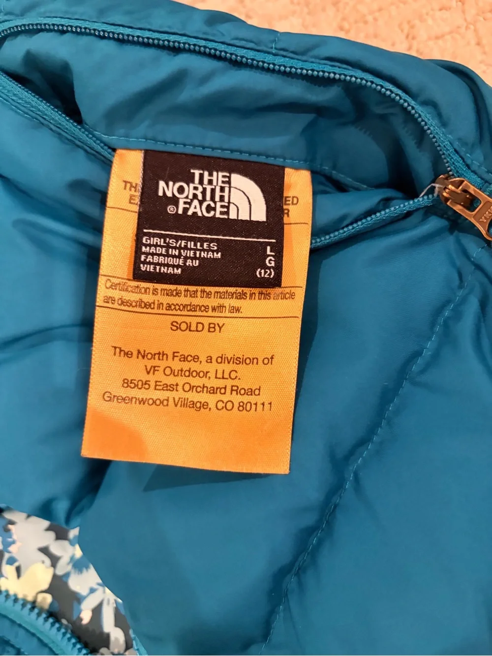 The North Face Kids Teal Hooded Puffer Jacket